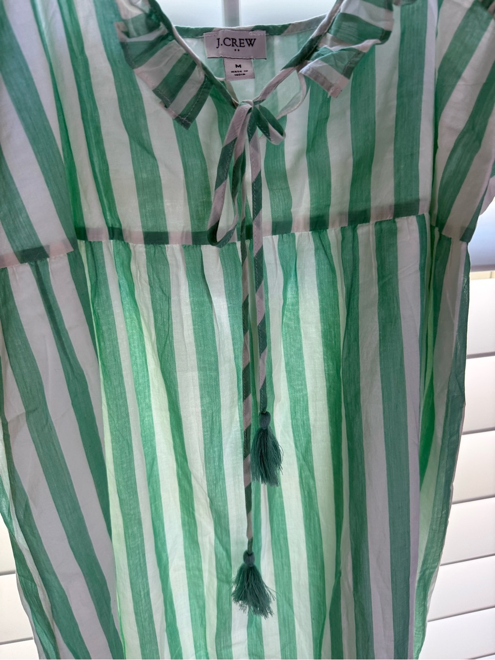 J. Crew Green and White Striped Midi Dress - Picture 3 of 6